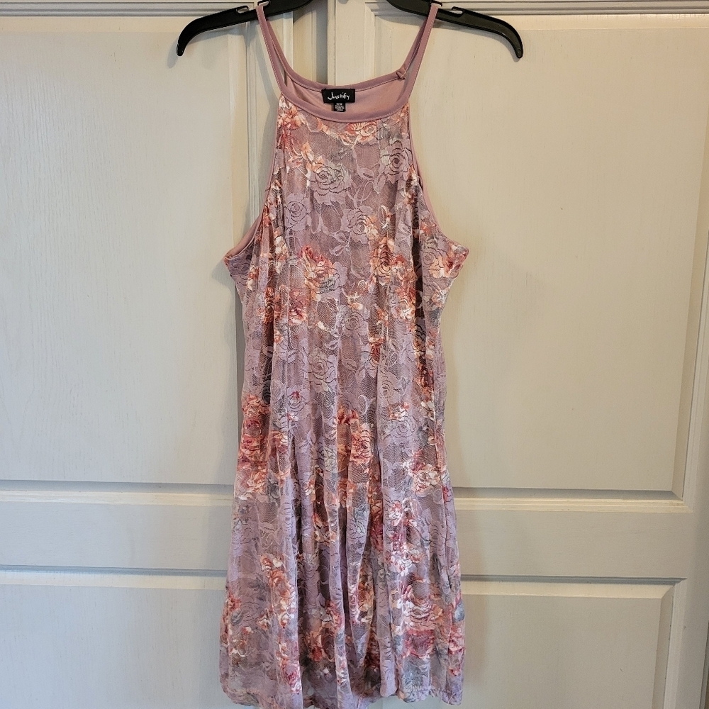 Justify Mauve Rose Lace Mini Dress